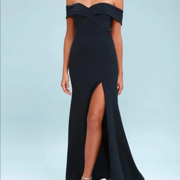 Lulus | Dresses | Lulus Offtheshoulder Navy Maxi Dress